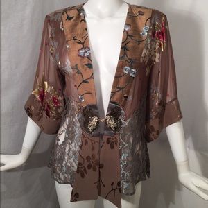 Spencer Alexis Taupe Multi-Color Floral Jacket